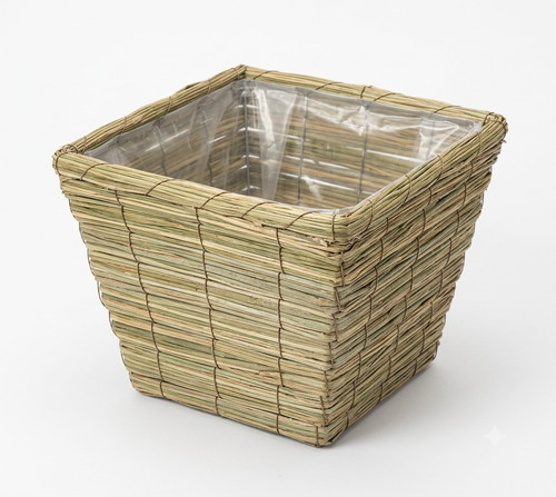 Square natural willow planter - natural,