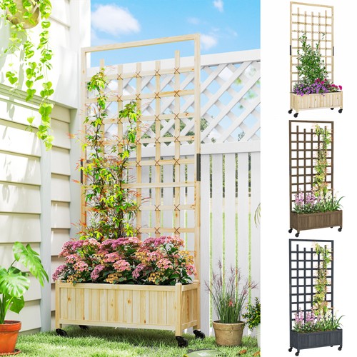 Wooden trellis planter raised - trellis, planter,